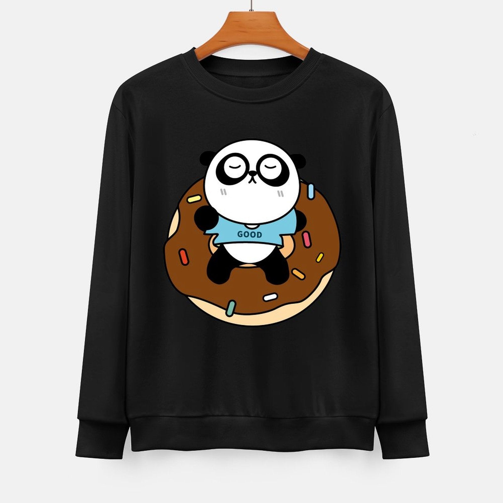 Front Patterned Long Sleeve TopCrew Neck Premium